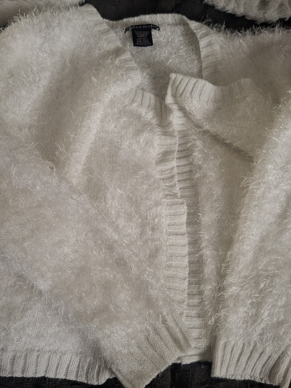White Fuzzy Cardigan Sweater - Lauren Ralph Lauren